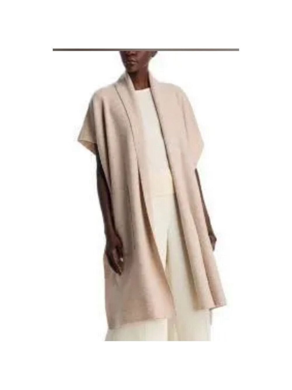 NWT Eileen Fisher Beige Long Wool Sweater Vest/Shrug/ Poncho M